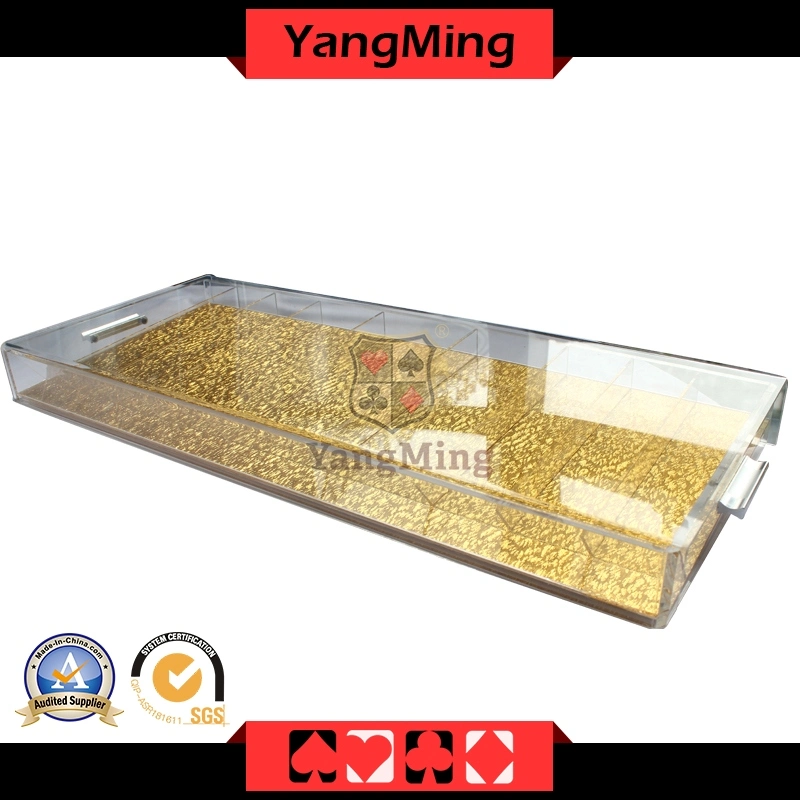 Gambling Table of Transparent 9 Row Acrylic Casino Chip Float Poker Chip Tray with Lock Ym-CT09