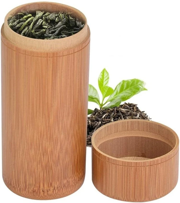 Tubo portátil de té de bambú para tarro Soporte de comida recipiente Café Juegos de canister de azúcar de té