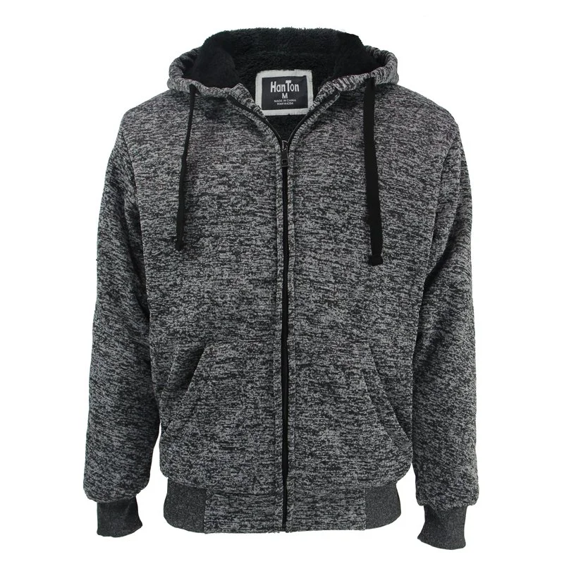 Men's Marled Sherpa Lined Full Zip Hoddie Hoddie