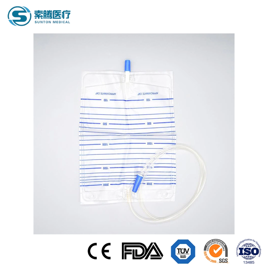 Un catéter China Sunton Bolsa Bolsa de médicos de emergencia PEE Proveedor desechables bolsas de orina 500ml/1500ml/2000ml de orina adulto Bolsa Bolsa de orina Orina mejor Pediátrica de la bolsa de pierna