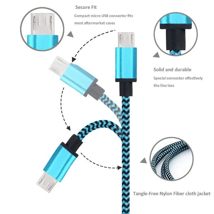 Wholesale 1m/2m/3m Nylon Braided Cell Phone Accessories