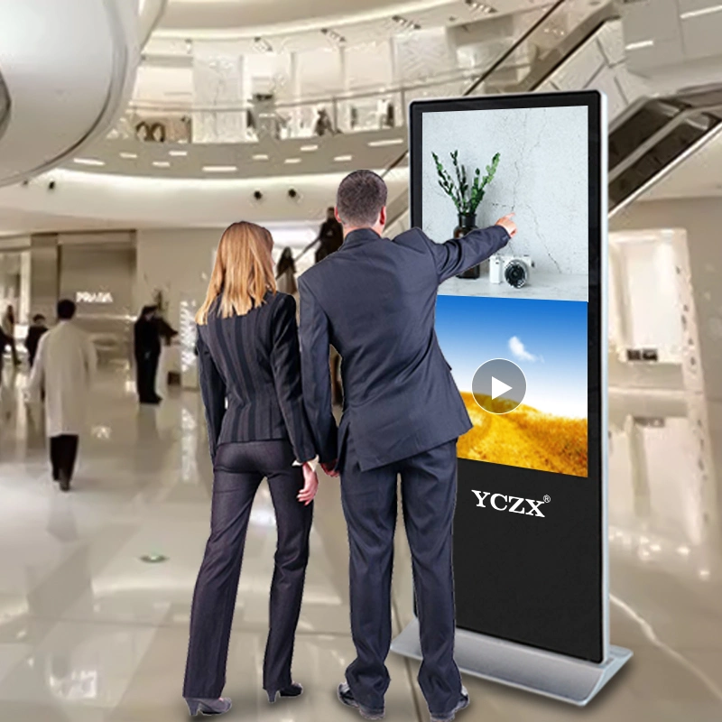 Hard Carton with Wooden Case Indoor Advertising Media Player Vertical Kiosk