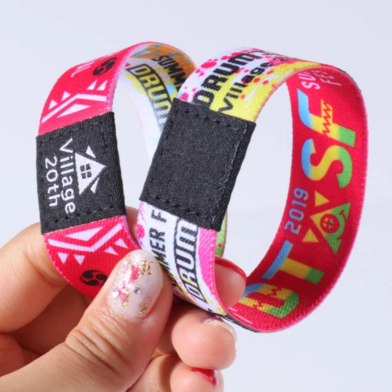 Custom Polyester Halloween RFID Elastic Wrist Band Festival Bracelets Elastic Wristbands