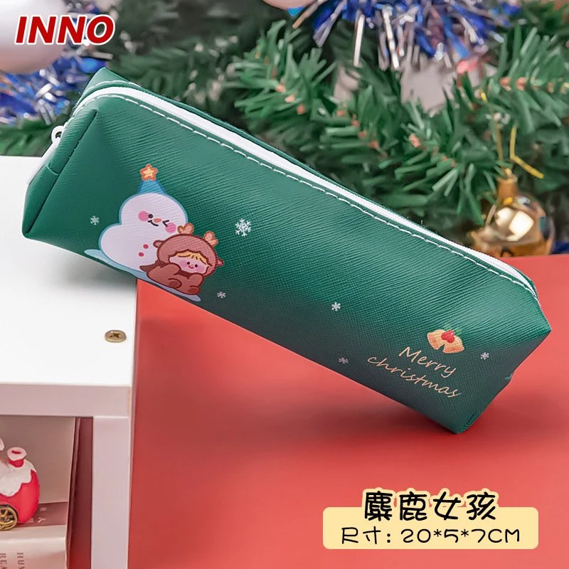 Factory Direct Selling Inno Brand R045# PU Case Cute Pencil Bag Children Christmas Stationery Gift Box Custom Color Logo Eco-Friendly