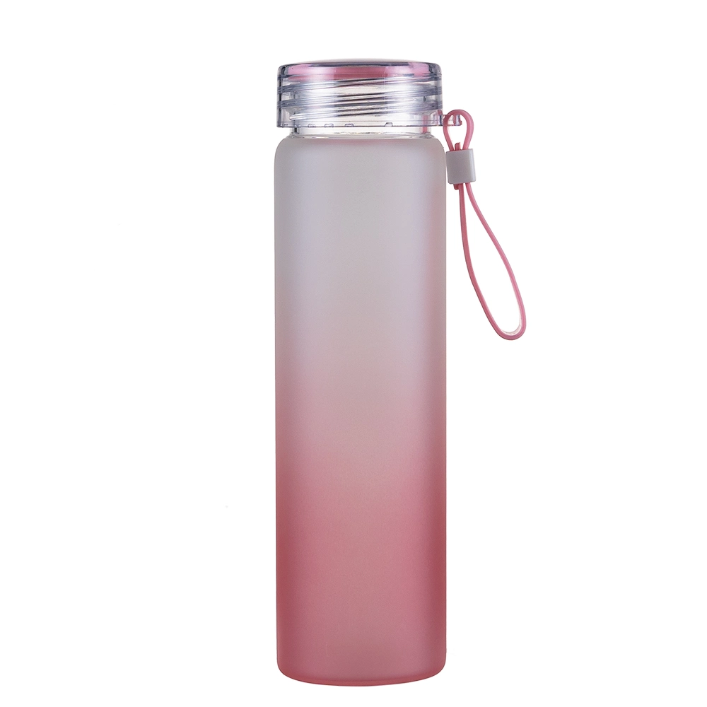 Wholesale/Supplier Sport Color Frosted Drinking Bottle Glass Water Bottle