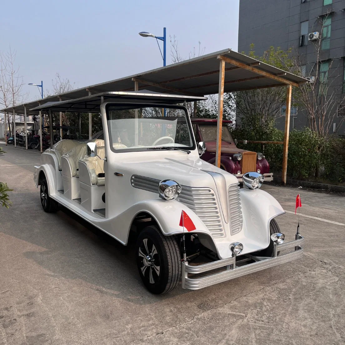 12 Seats Electric Golf Cart Shuttle Bus Classic Wedding Car Retro