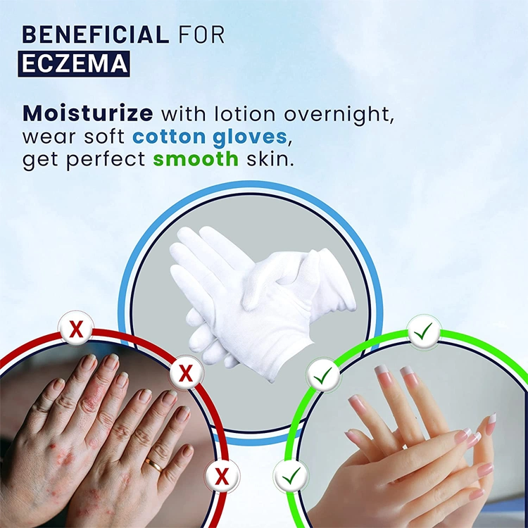 Dry Skin Eczema Moist Thin White Inspection Cotton Gloves