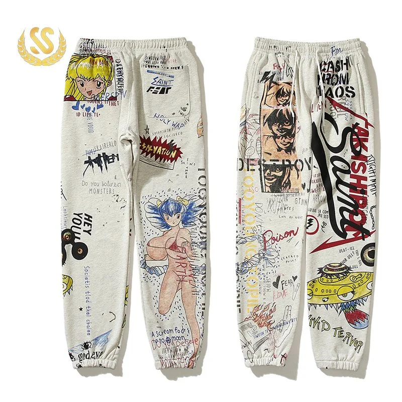 Custom Graffiti Sweatpants 100% Cotton French Terry Full Print Sweat Pants