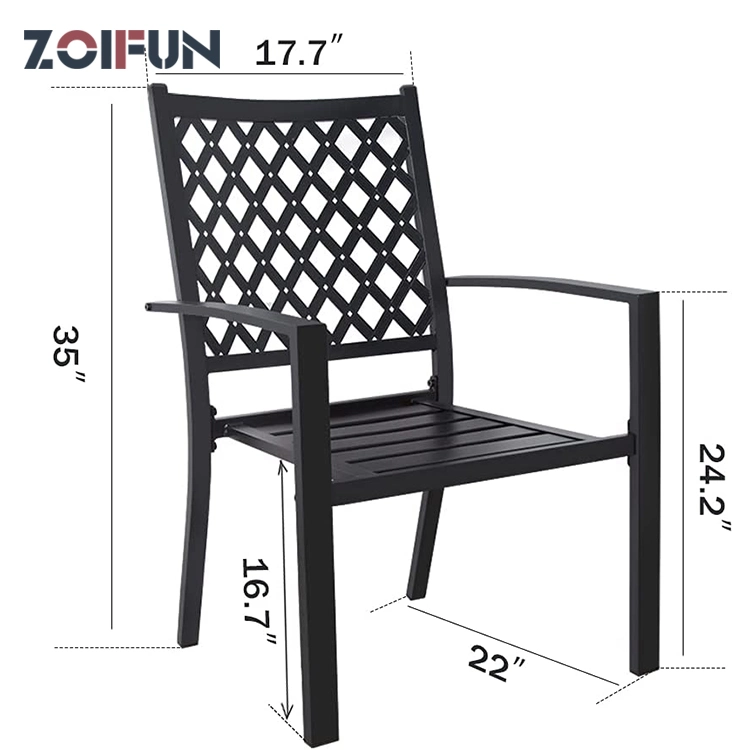 Outdoor Tisch Cafe Garten Quadrat Metallmöbel Modern Weiß Schwarz Set Aus Metallstuhl