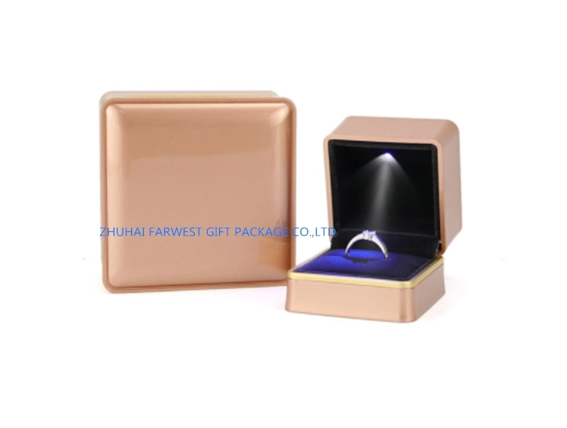 High-End Plastic Jewelry Gift Box Set Gold Color with LED Light I