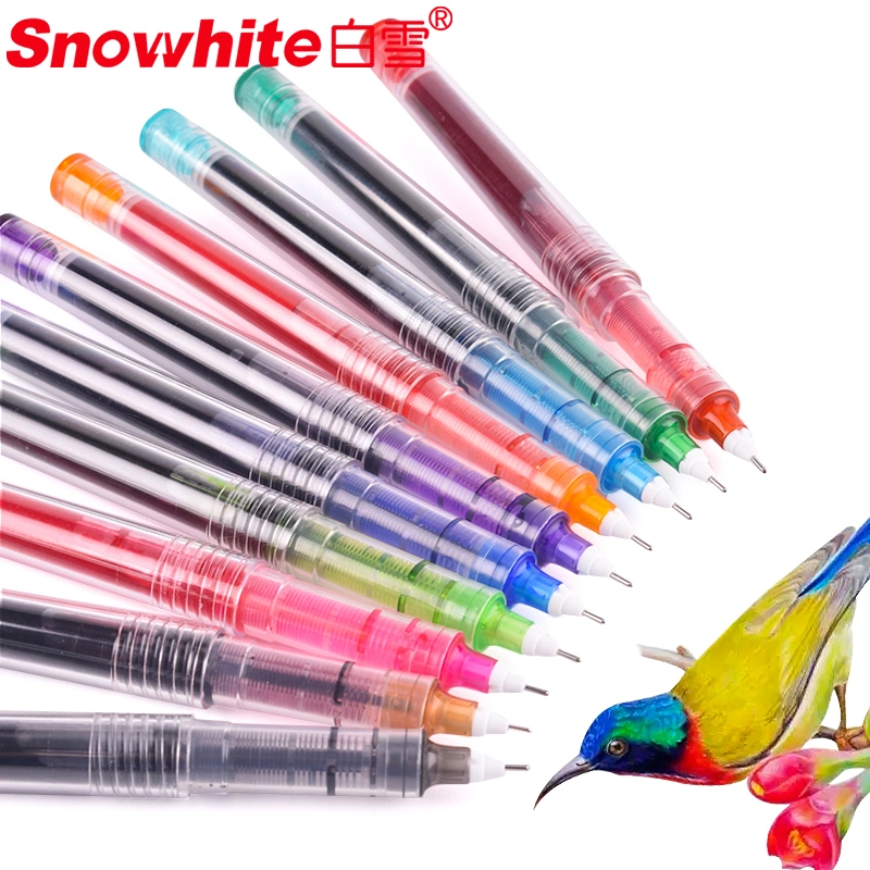 Wholesale/Supplier Stationery Snowhite Rolling Ball Pens Quick Dry Ink 0.5 mm Extra Fine Point Pen Logo Pen, Red