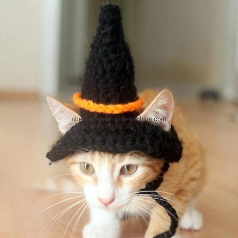 Cat Hat Pet Crochet Hat Pets Knit Accessories Cat with Witch Chin Strap Costume Hat Esg16268