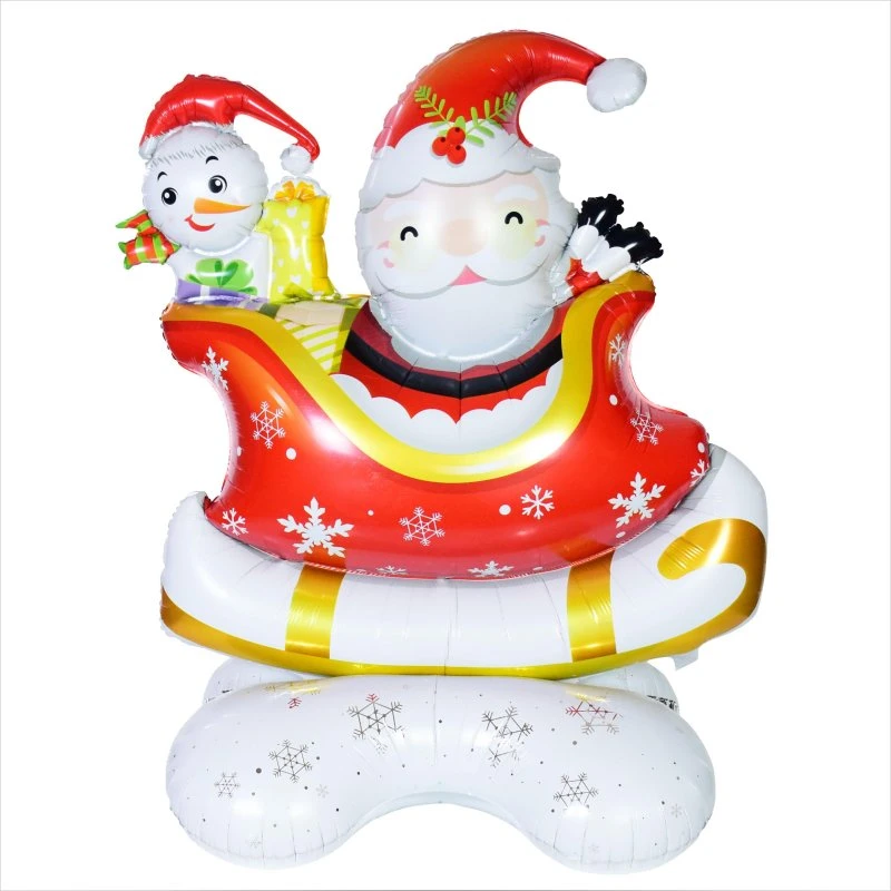 Wholesale Party Supplies Three Dimensional Santa Claus in a Sleigh Decoration Inflatable Aluminum Foil Balloon