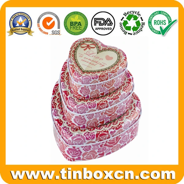 Heart-Shaped Tin Box Sets for Christmas Wedding Gift Packaging