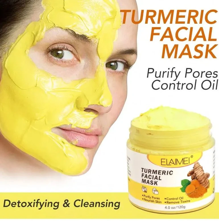 120g Deep Cleansing Turmeric Clay Face Skin Care Mask Turmeric Mud Facial Mask for Brightening Hydrating Face