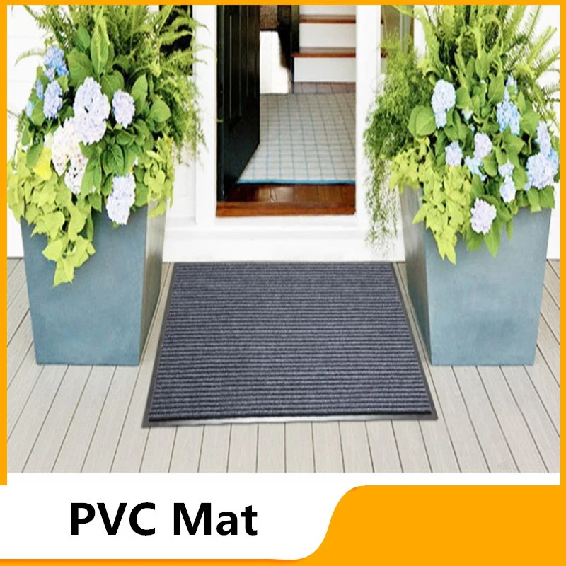 Aguja perforada Velour Rib no tejida puerta Mata wtih Anti-Slip PVC