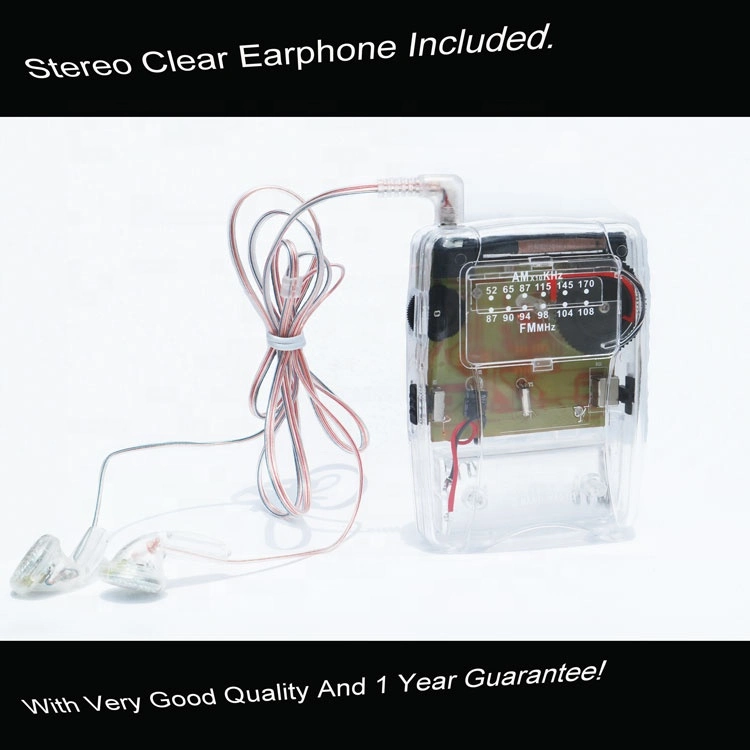 Real High Wave Transparent Mini Portable Raido with Earphone and Clip Am and FM Raido for Prisoners