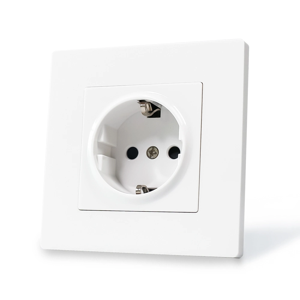 220-250V 10-16 AMPS White Black Grey Gold Color Flame Retardant Plastic Panel EU Type German Standard Schuko Wall Socket