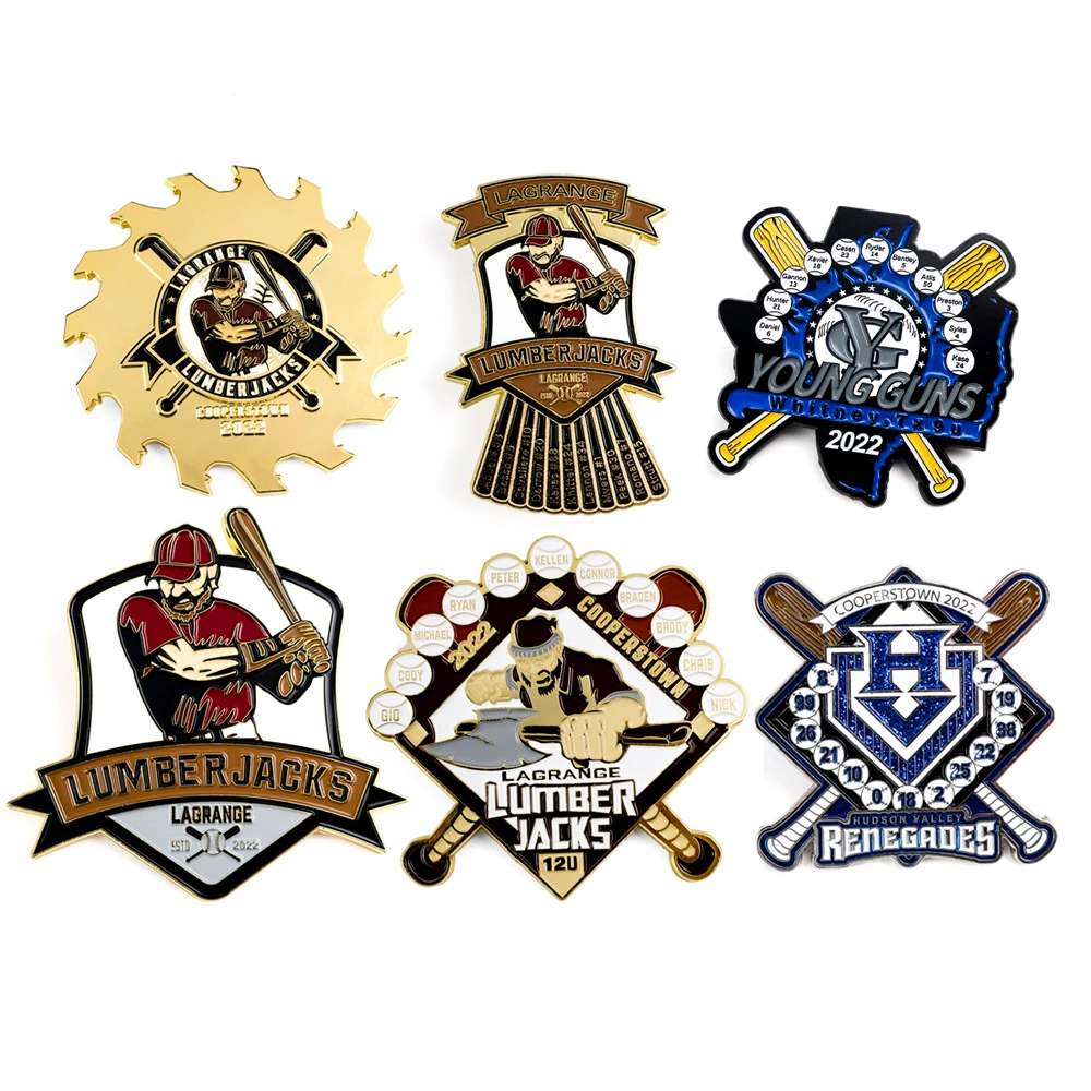 Pas de promotion MOQ logo personnalisé mode 3D broche de revers métallique Badge d'emblème sportif en émail dur pour le club de baseball Fottball Cadeau promotionnel