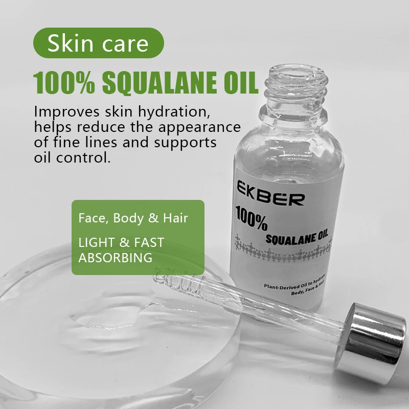 Personalizar Logo 100% Pure Moisturizer aceite esencial Squalane Cuidado de la piel orgánico Aceite de cara de escualanza anti-envejecimiento