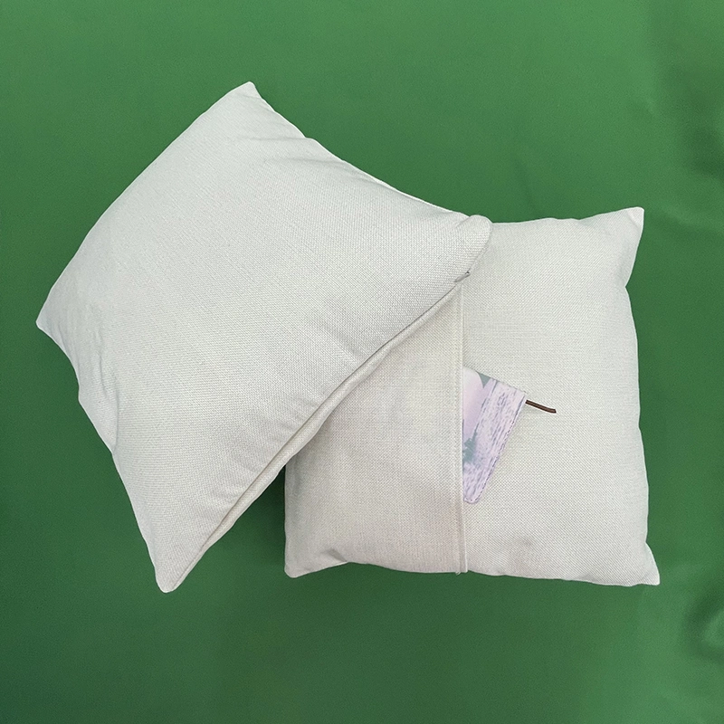 Sublimación Poly Linen fundas de almohada 100% poliéster algodón sensación de lino Suave tela Natural Sublimación Blanco Natural 40x40cm 15,7" X 15,7" con Zipper