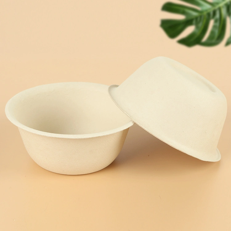 Wholesale/Supplier Customization Natural Brown Biodegradable 500ml Bamboo Fiber Soup Paper Bowl Disposable Bamboo Fiber Round Bowl