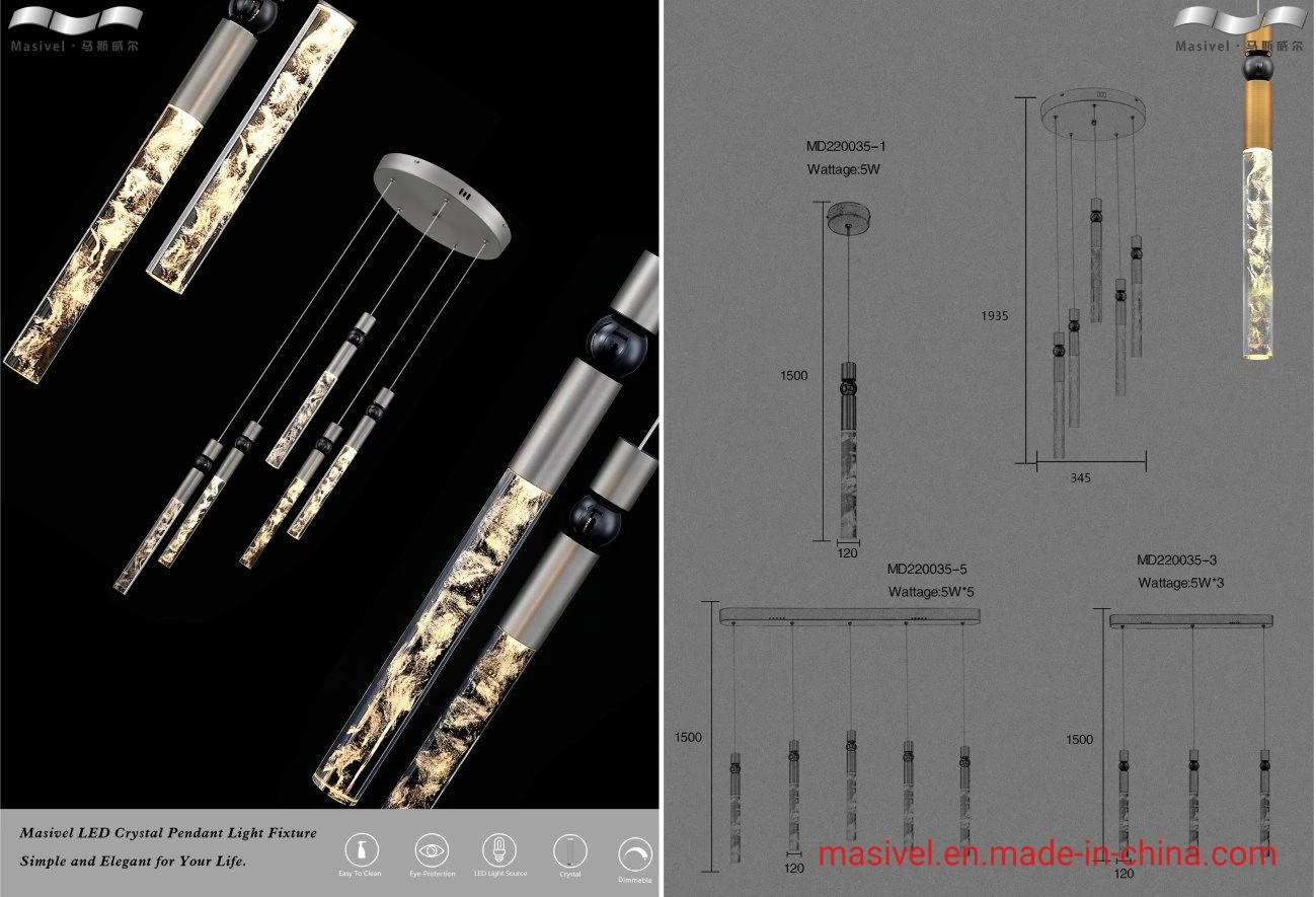 Masivel Factory Luxury moderne chandelier LED suspension lumière décorative maison Lampe de suspension à pendentif cristal télécommande de préférence Prix