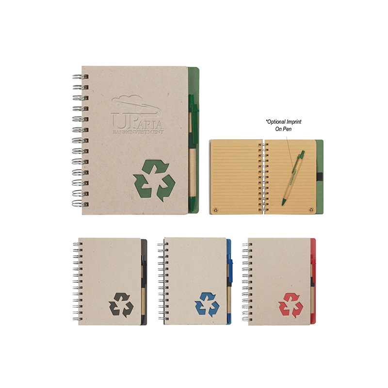 Office Stationery Writing Plain Printed Customized Eco Spiral Custom Notepad with Pen