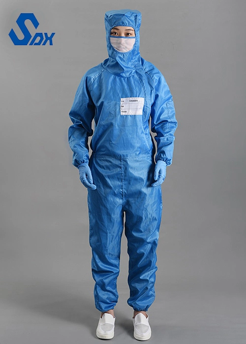 Poliéster ESD Bata de laboratorio de prendas de vestir ropa antiestática Smock para salas limpias