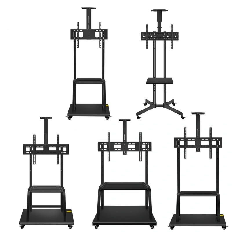 Standing Bracket Wheeled Cart Floor Mount Home Display Mobile Trolley 32 75 Inch LCD/LED