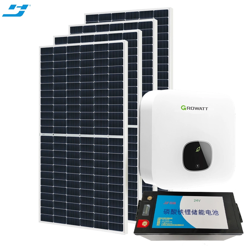 450W Widely Use Hybrid 5kw Renewable Home Light Energy Generator Solar Power Panel System with Inverter 24V 200ah Battery