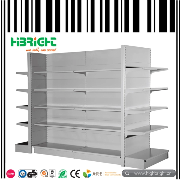 Supermarket Double Sided Display Multilayer Gondola Metal Shelf