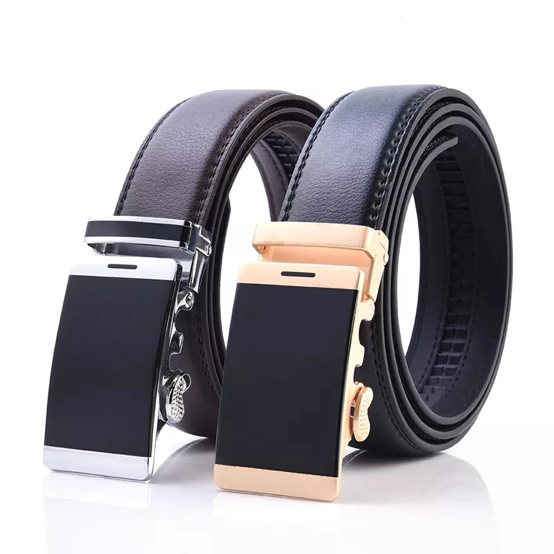 New Men&prime; S Leather Automatic Buckle Belt Wholesale Fashion Business Alloy Buckle Belt