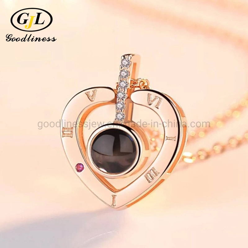 New Arrival Trendy Products Projection Heart Pendant 100 Language I Love You Necklace