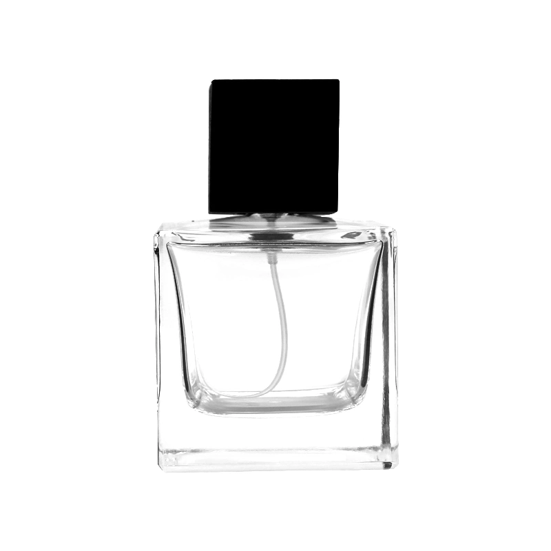 Empty Bottle 50ml Square Glass Perfume Bottle with Wooden Lid