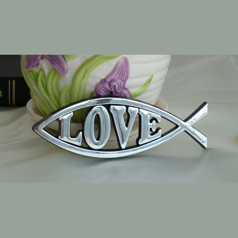 Silver Love Fish Shaped Car Sticker Christian Gift Gc-Xr-Ca014 Auto Sticker