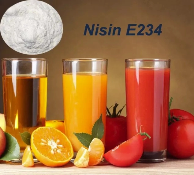 CAS رقم 1414-45-5 منظمو غلاء الطعام الطبيعي الإضافي Nisin Powder عصير من المواد الحافظة للبيع