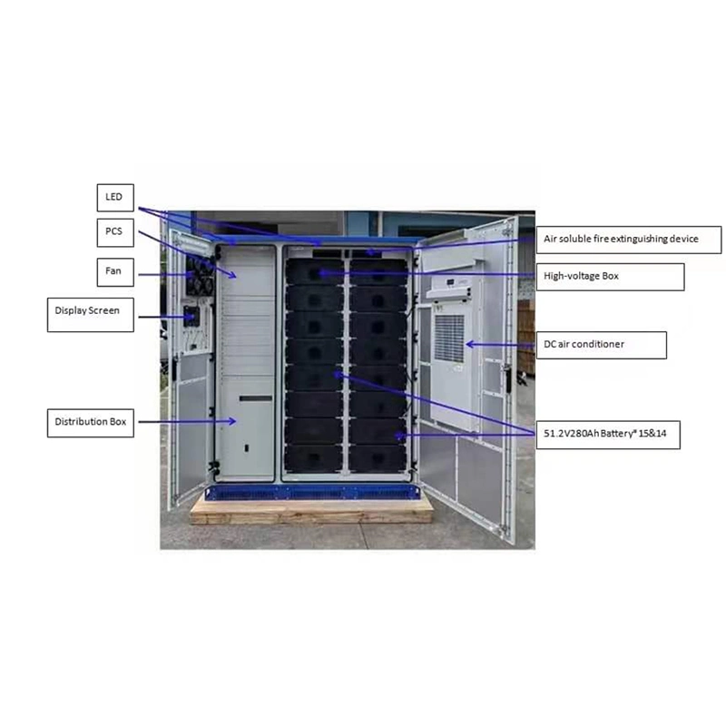 Contenedor del sistema de almacenamiento de energía 100kWh 200kWh 50kW todo en uno Solución de almacenamiento de energía de batería de litio ESS