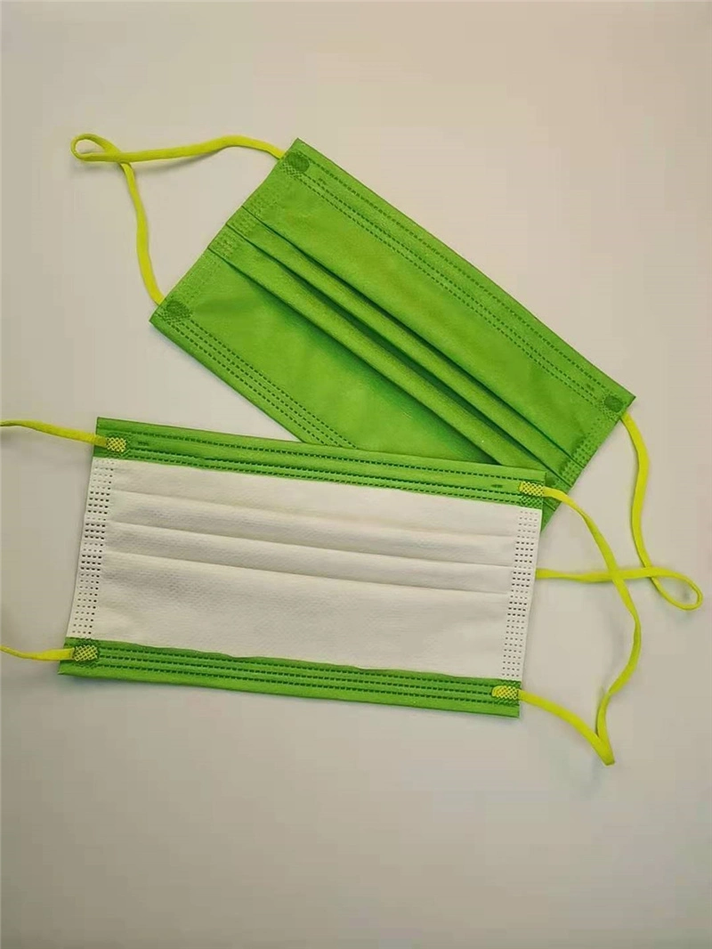 Green Color Mask Meltblown Cloth, Now-Woven, Elastic, Tie-on, Bef> 95%, Disposable, 3ply, Layer, Protecive, Face Mask,