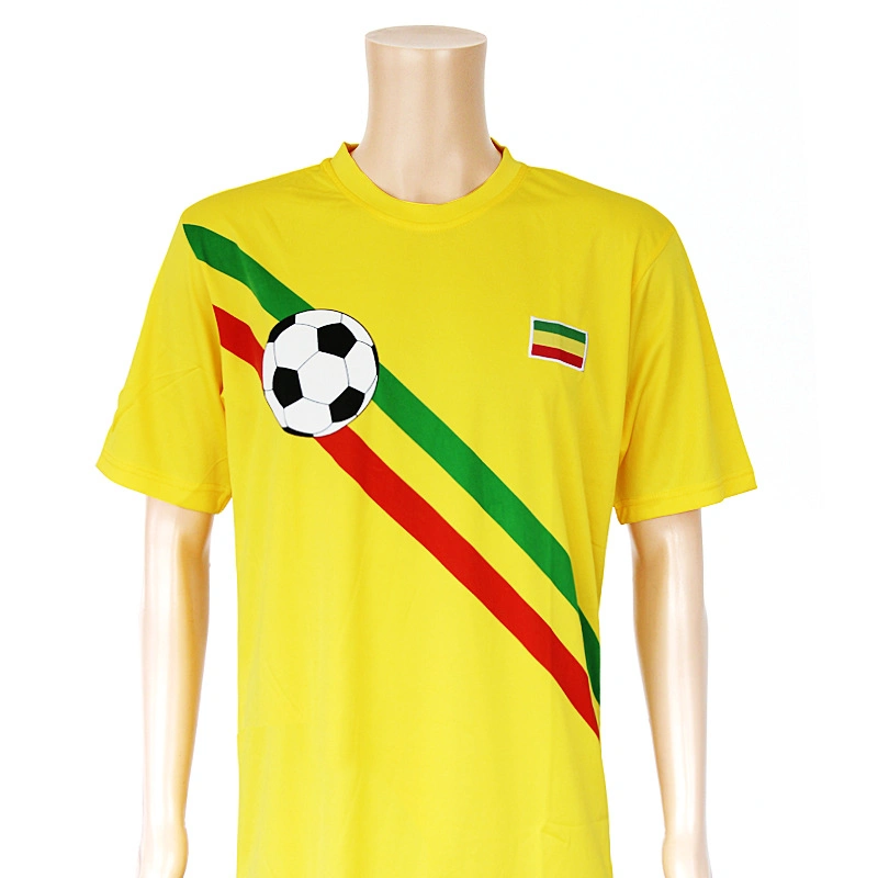 Comercio al por mayor ropa deportiva uniformes de fútbol de los hombres Quick-Drying poliéster Camiseta Cuello redondo