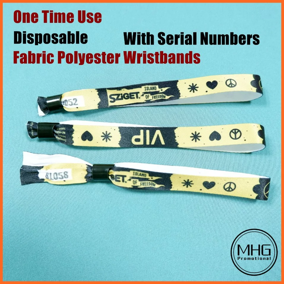 One Time Use Disposable Serial Number Fabric Polyester Wristband