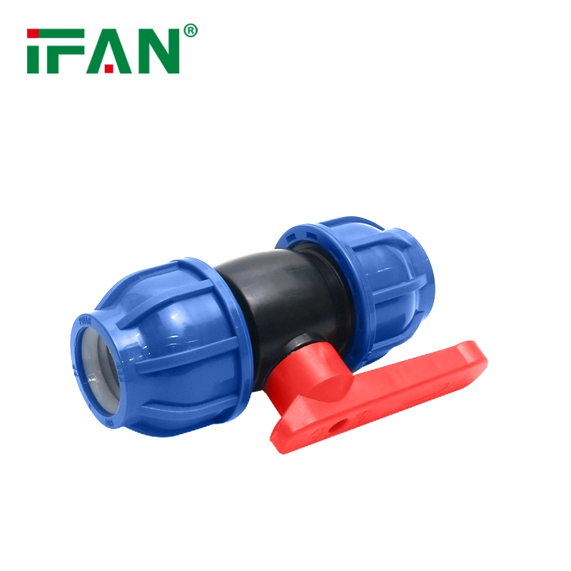 Red Handle HDPE PVC PP PE Pipe Compression Fittings Ball Vavles