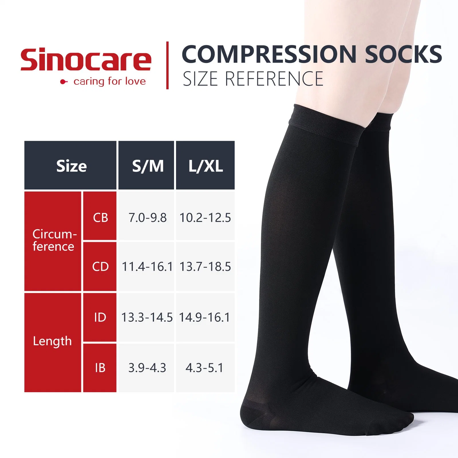 Sinocare Compression Socks20-30mmhg Custom Varicose Veins Knee High Stockings Medical Compression Socks