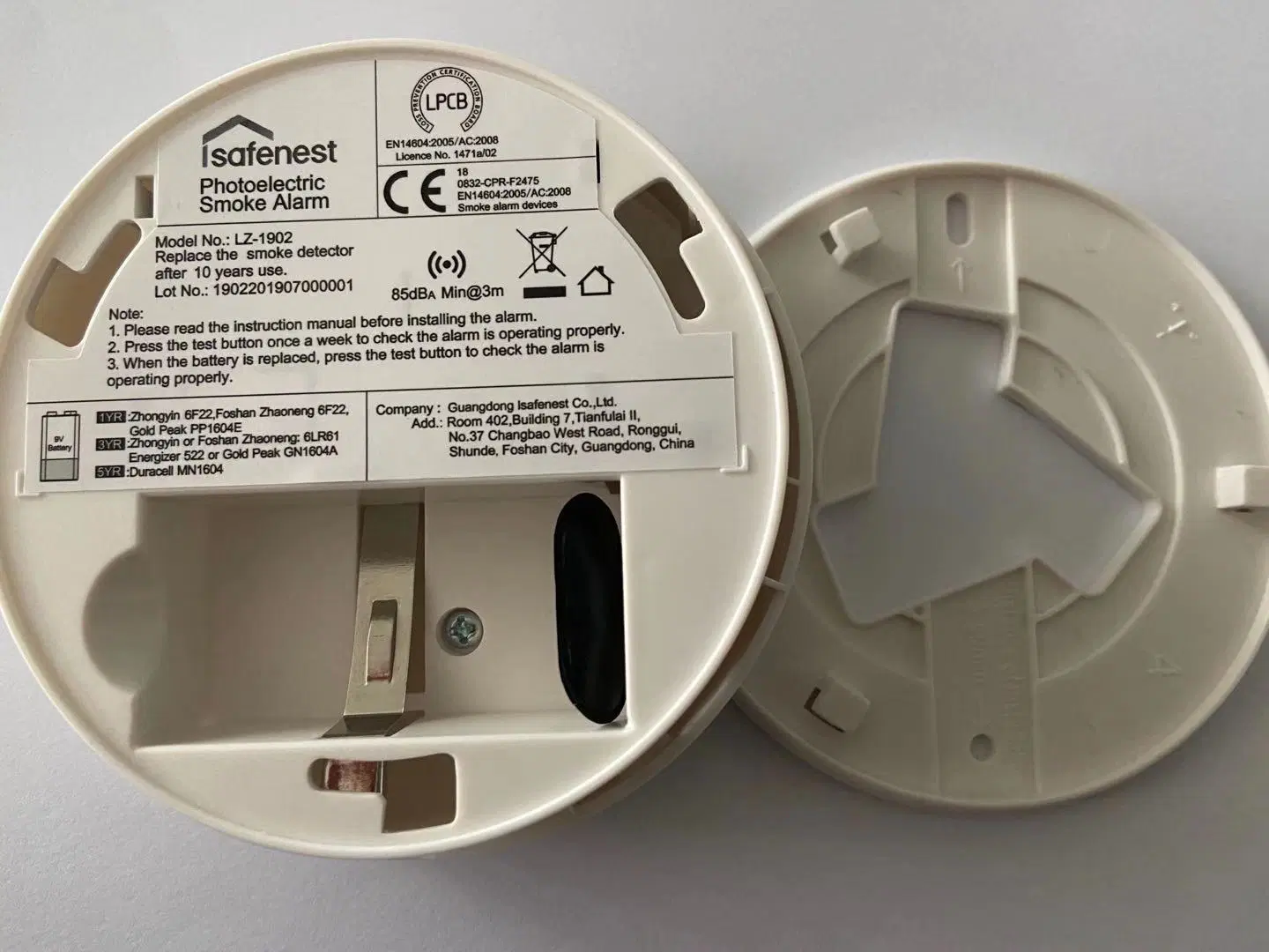 L'opération commode seul Photo-Electric Gadget d'alerte incendie avertisseurs de fumée