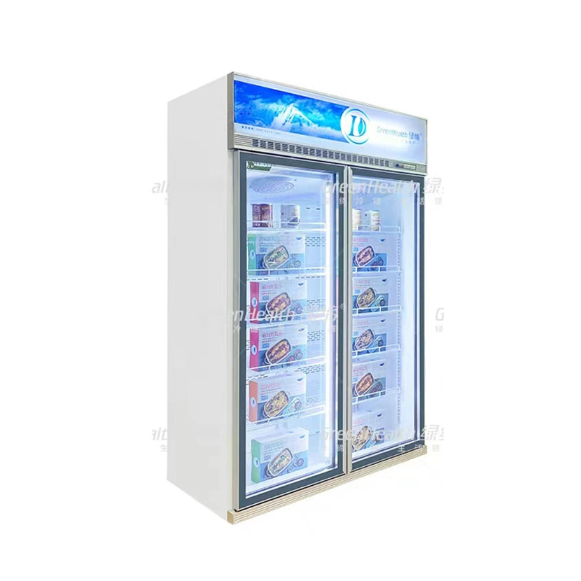 Wholesale/Supplier Dynamic Cooling Double Transparent Glass Door Refrigerator Freezer with Inverter Compressor