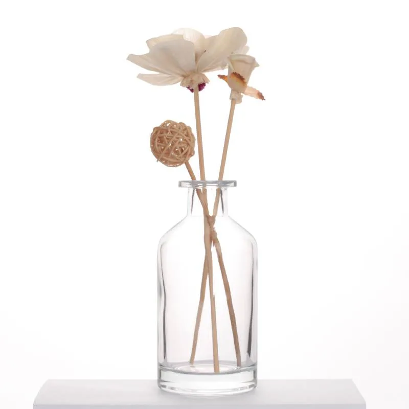 Custom 200ml Luxury Clear Fragrance Glass Reed Diffuser Bottle and Box with Cork