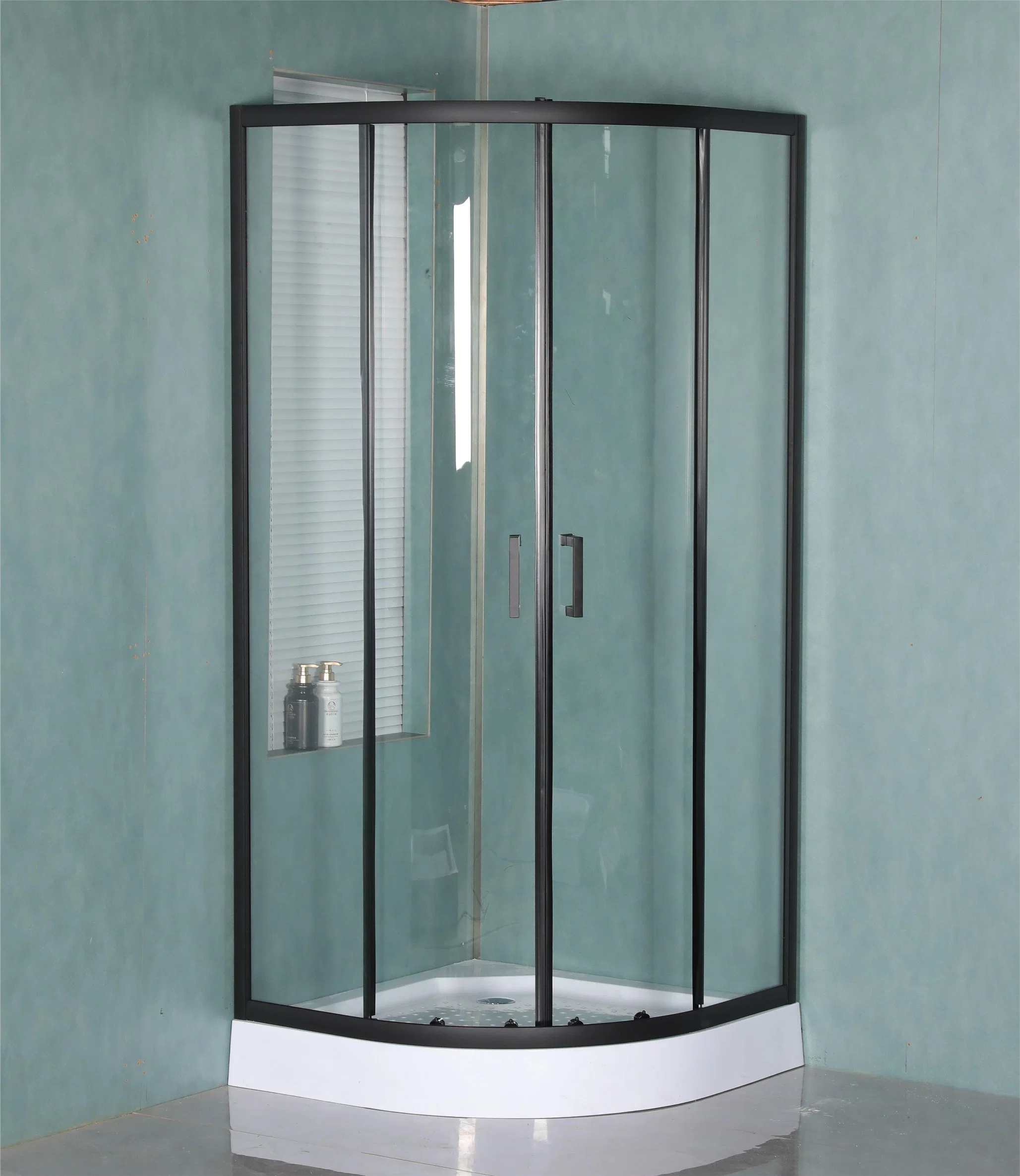 Manufacturer New Design Black Aluminium Square Glass Shower Room Bathroom