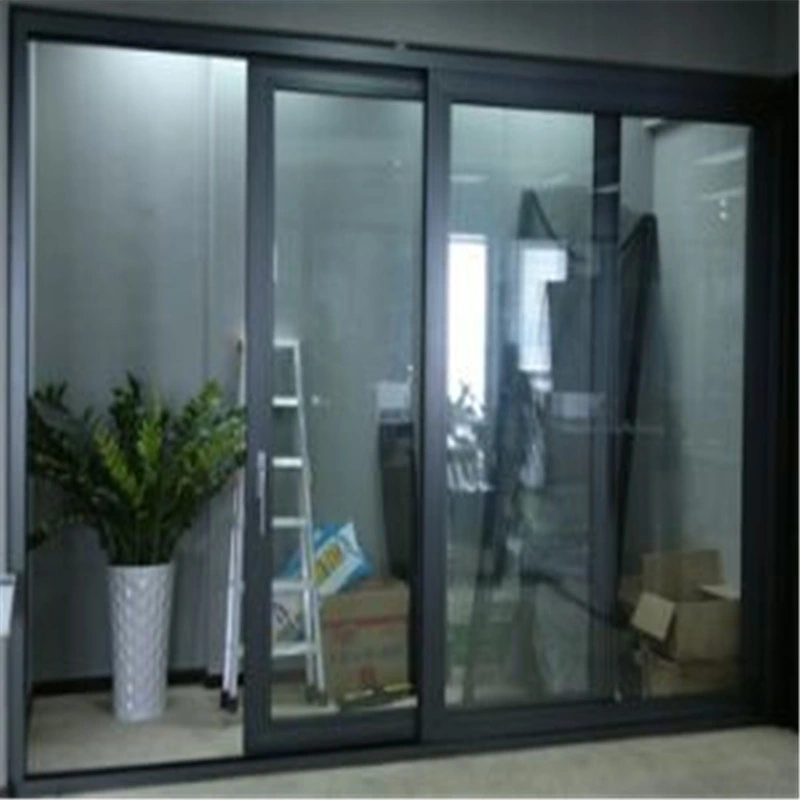 Excelente calidad de aluminio de doble capa Horizontal hermosa puerta deslizante
