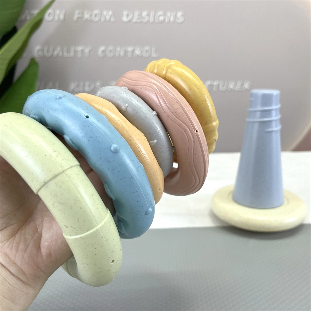 Baby Soft Silicone Teething Stacking Ring Educational Learning Rainbow Tower Juguete para bebés y niños Regalo