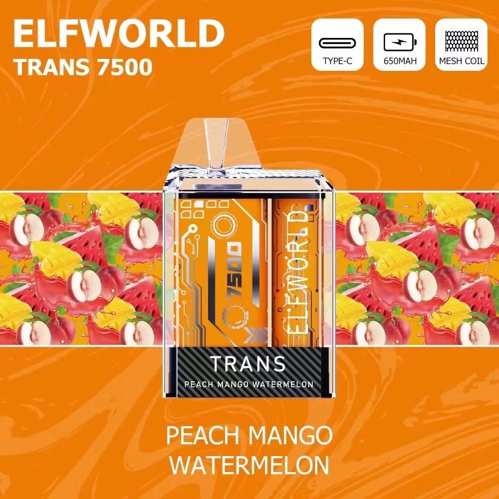 Original Elfworld Trans 7500 bouffées Vape jetables de Glace aux fraises